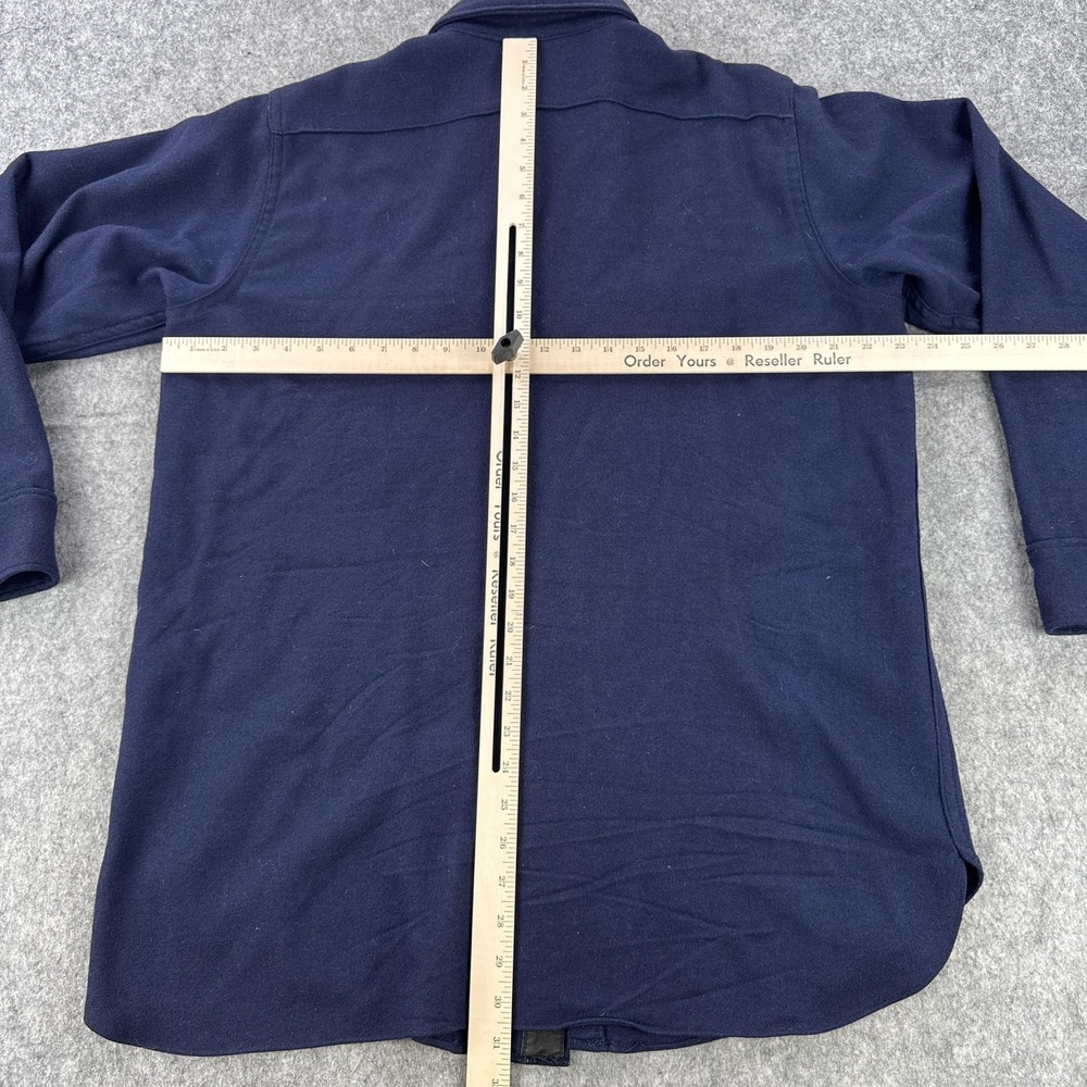 Vintage LL Bean Shirt Mens 50 Blue Wool Heavy Workwear Button Front Long Sleeve - Picture 9 of 12